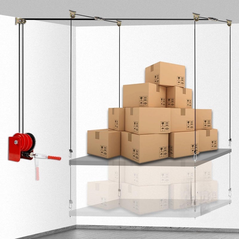 Zelvoro Overhead Garage Storage Lift Hoist, Heavy-duty Ceiling Mounted Garage Storage Lift System for Organization - Image 1